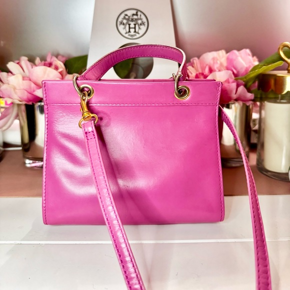 RELISTED Vintage Celine Triomphe Pink Leather Handbag Shoulder Bag - Picture 15 of 15